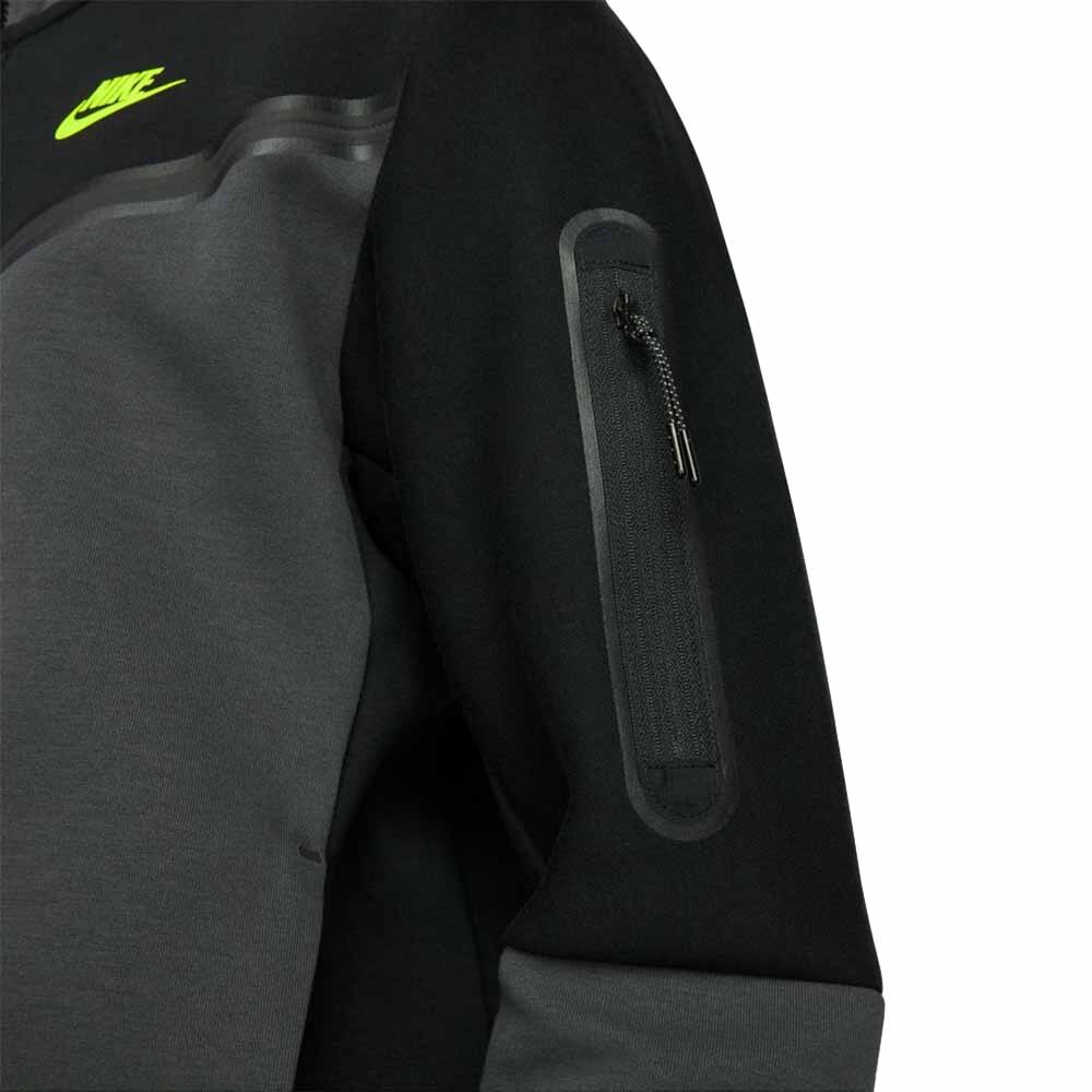 Nike Tech Fleece FullZip Hettegenser Sort/Grå/Volt