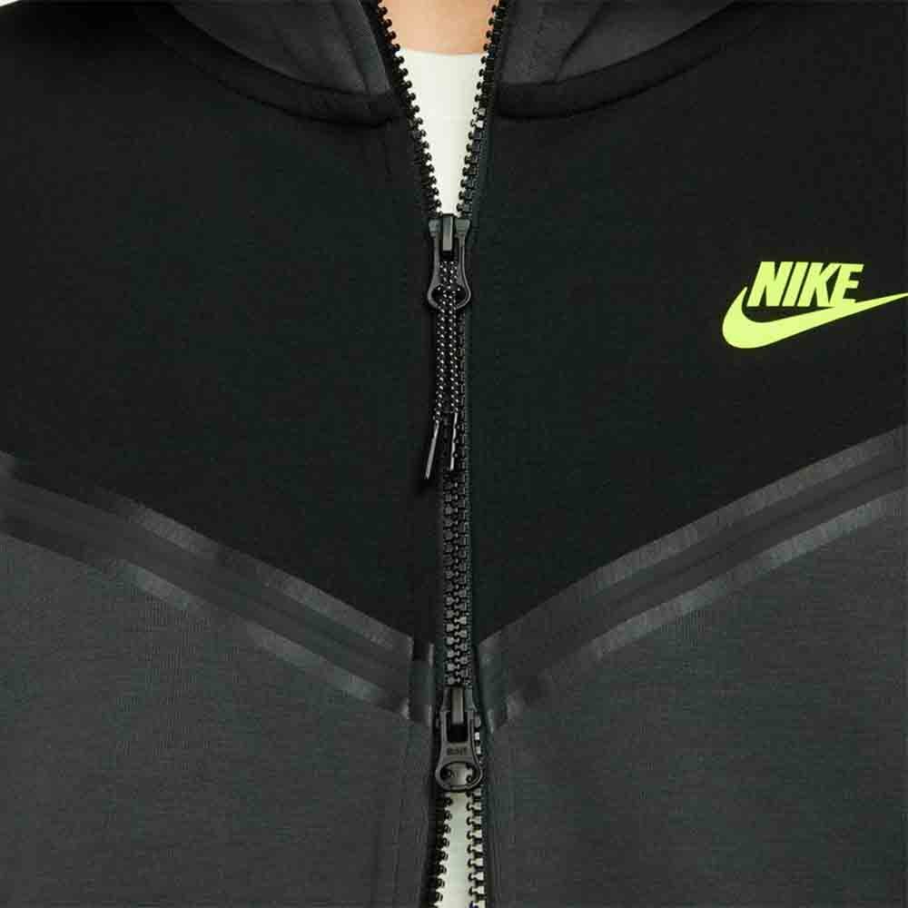 Nike Tech Fleece FullZip Hettegenser Sort/Grå/Volt