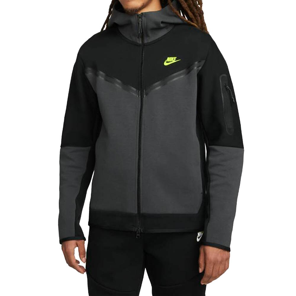 Nike Tech Fleece FullZip Hettegenser Sort/Grå/Volt