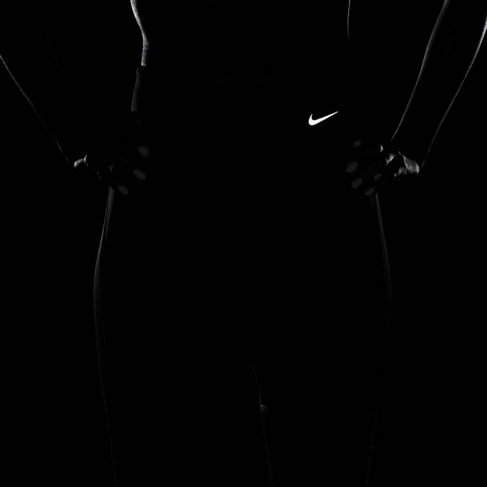Nike Dri-Fit Mid-Rise Ribbed Løpetights Dame Sort