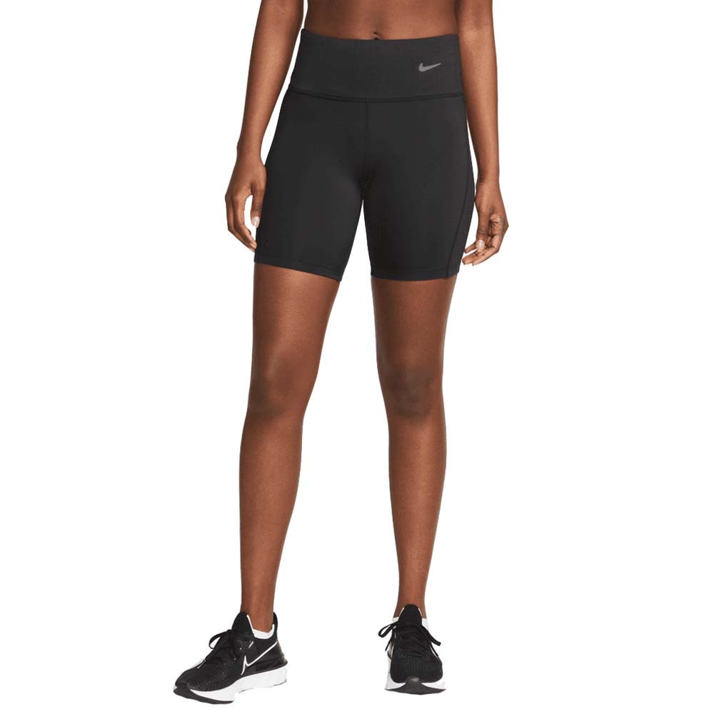 Nike Dri-Fit Mid-Rise Ribbed Løpetights Dame Sort