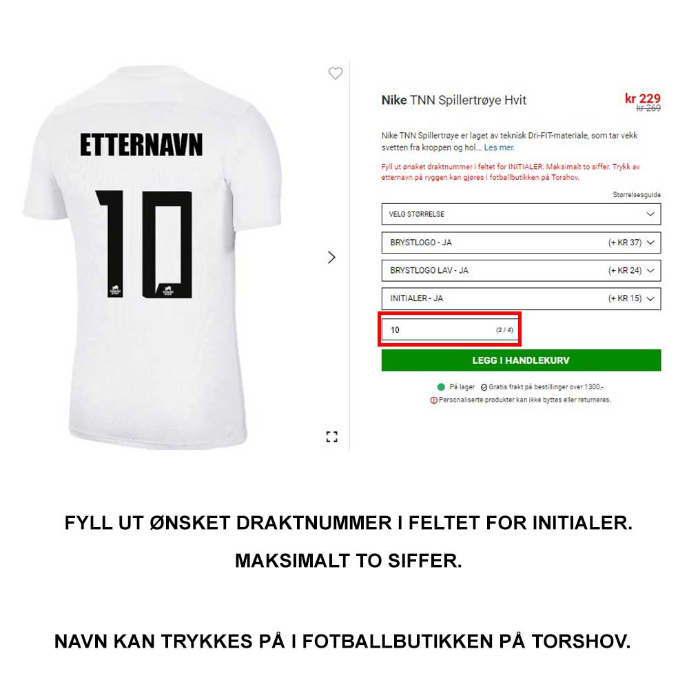 Nike TNN Spillertrøye Hjemme Hvit 