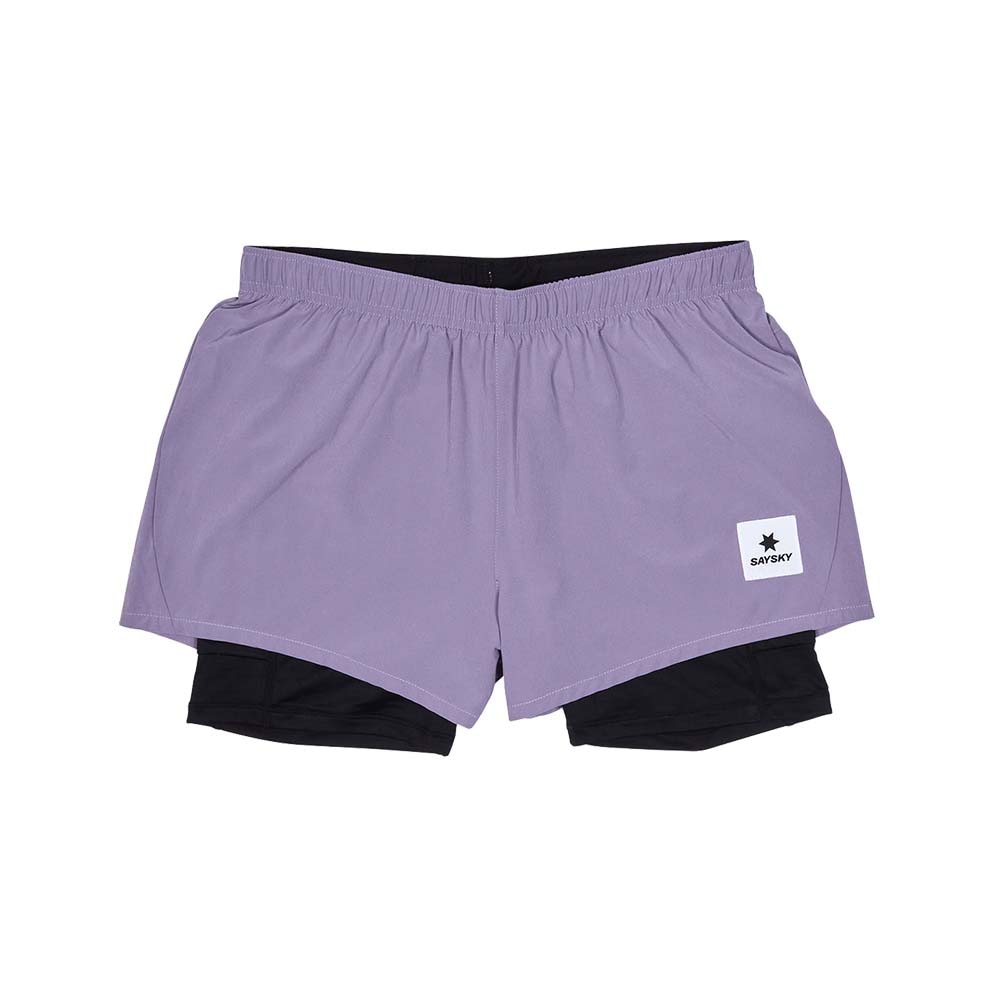 Saysky 2in1 3in Pace Løpeshorts Dame Lilla/Sort