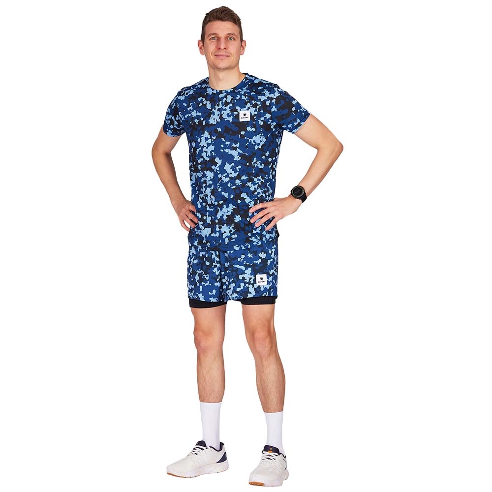 Saysky 2in1 Camo Pace 5in Løpeshorts Herre Blå/Sort