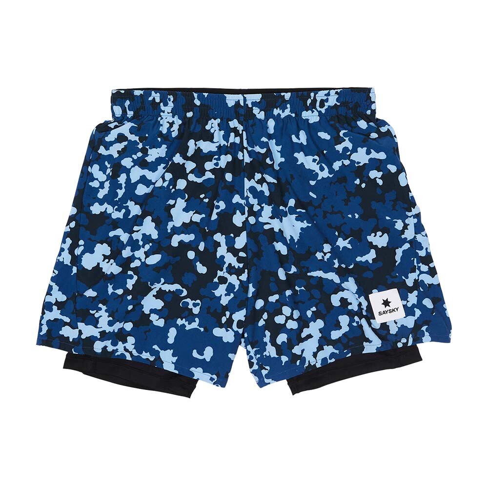 Saysky 2in1 Camo Pace 5in Løpeshorts Herre Blå/Sort