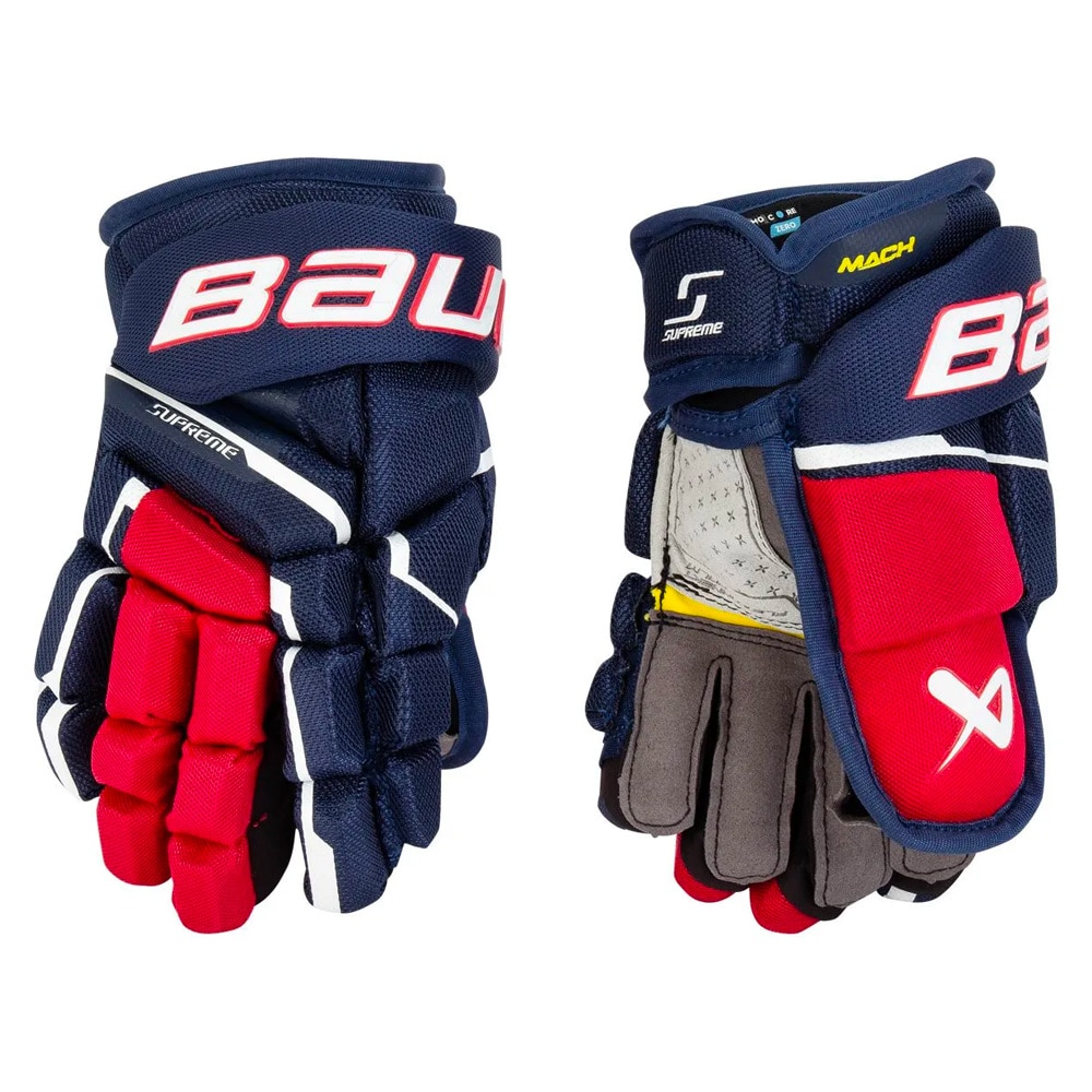 Bauer Supreme Mach Junior Hockeyhanske Marine/Rød/Hvit