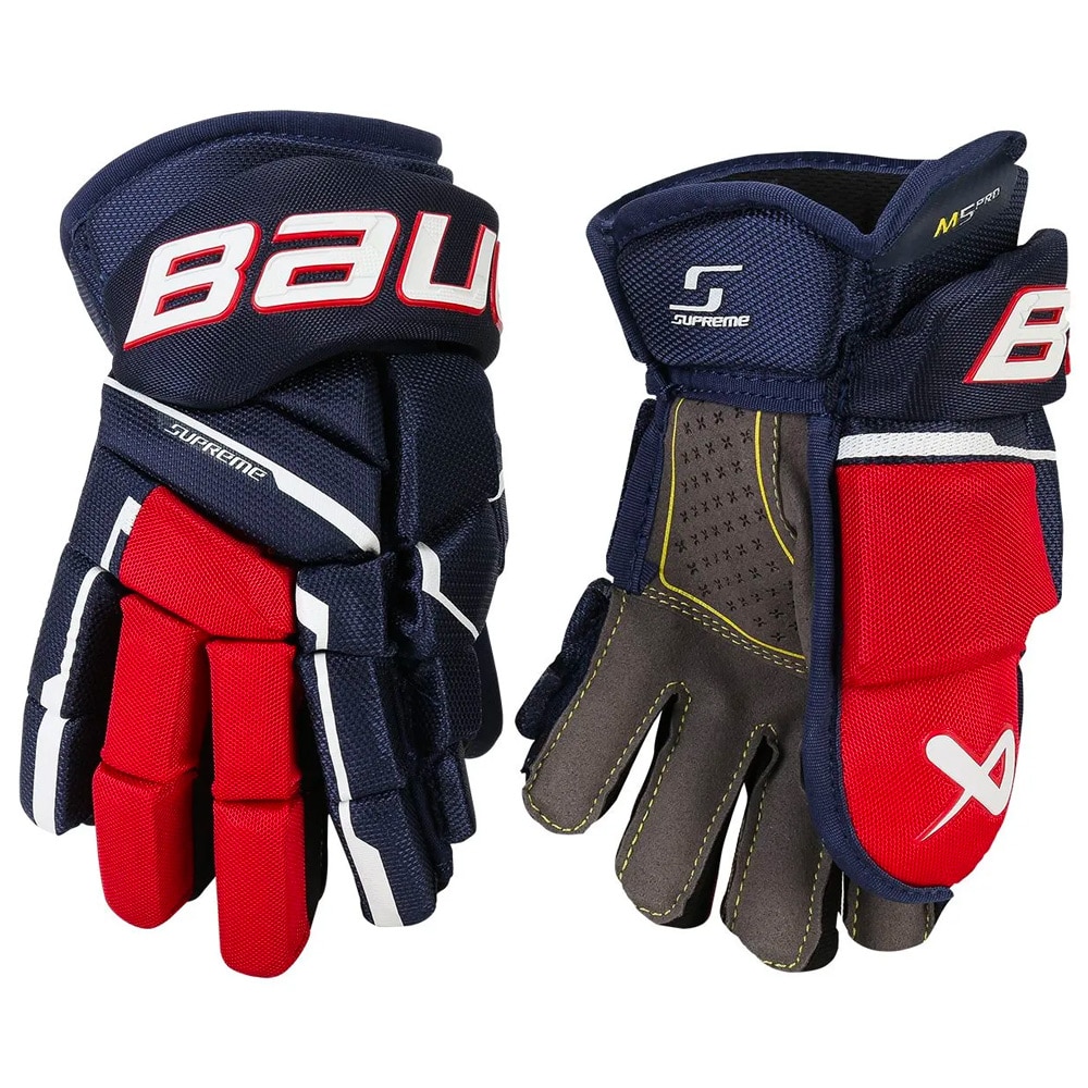 Bauer Supreme M5 PRO Junior Hockeyhanske Marine/Rød/Hvit