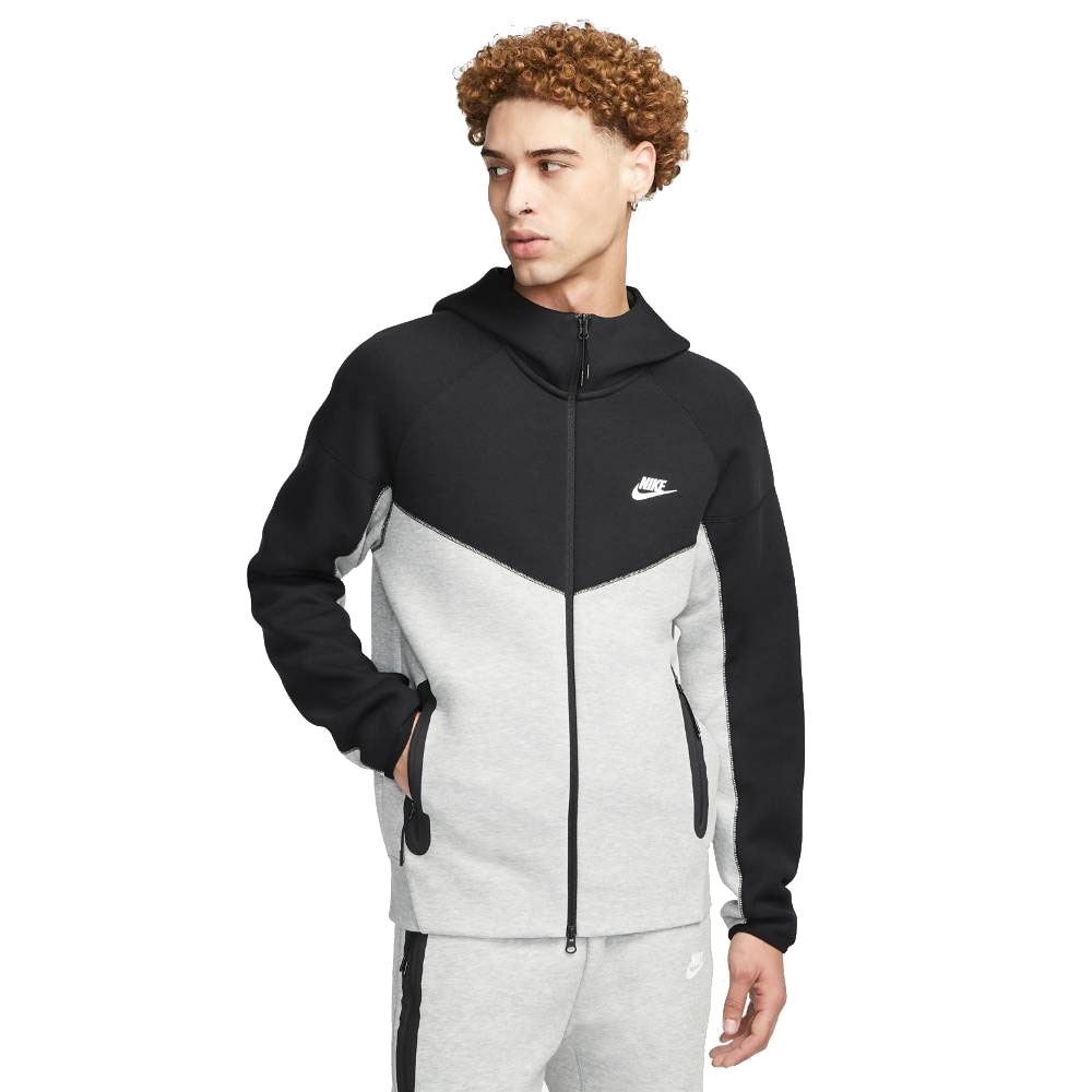 Nike NSW Tech Fleece FullZip Hettegenser Sort/Grå