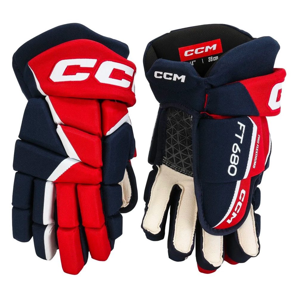 Ccm JetSpeed FT680 Junior Hockeyhanske Marine/Rød/Hvit