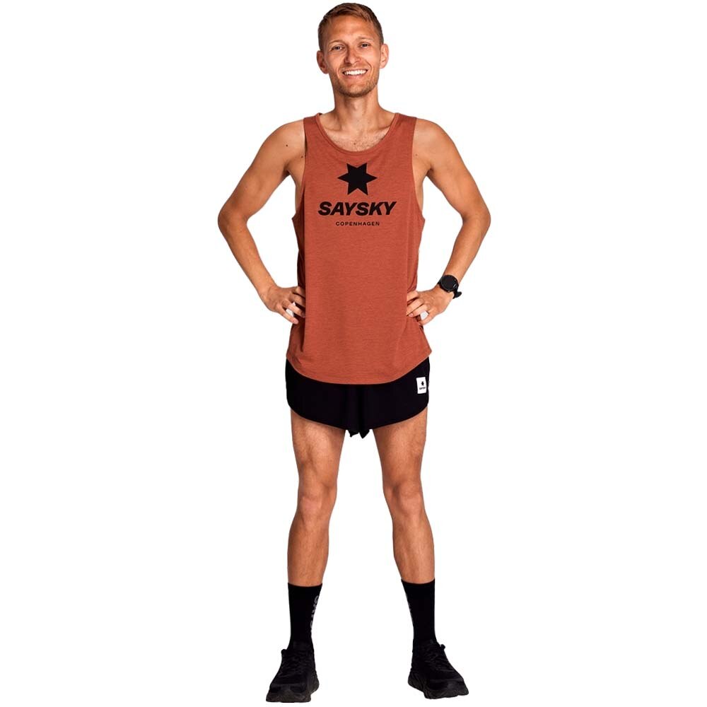Saysky Combat Logo Singlet Herre Rød/Oransje