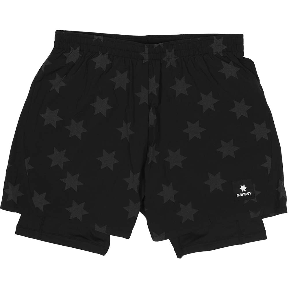 Saysky Star Reflective Pace 2in1 5in Løpeshorts Herre Sort