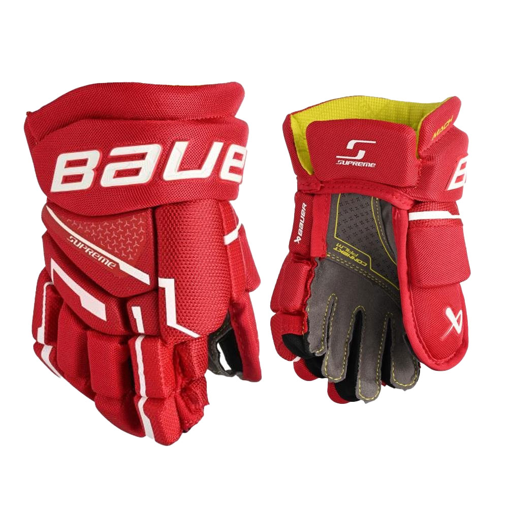 Bauer Supreme Mach Barn Hockeyhanske Rød