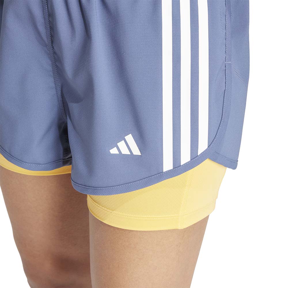 Adidas Own The Run 3-stripes 2in1 Løpeshorts Dame Blå/Gul