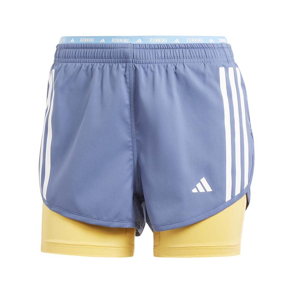 Adidas Own The Run 3-stripes 2in1 Løpeshorts Dame Blå/Gul