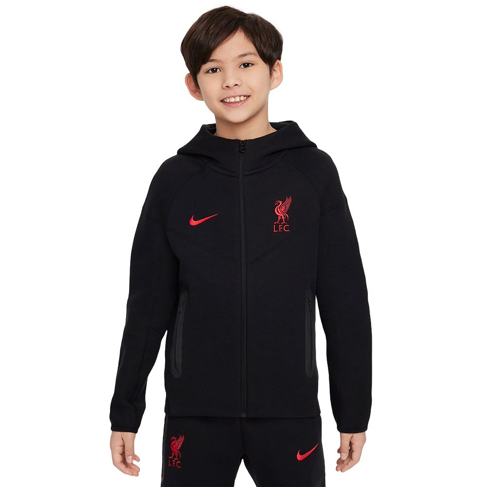 Nike Liverpool FC Tech Fleece Fritidsgenser Barn 24/25 Sort