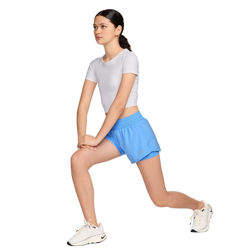 Nike Dri-Fit One Mid-Rise 3'' 2in1 Løpeshorts Dame Blå
