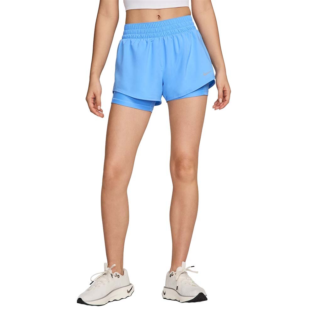 Nike Dri-Fit One Mid-Rise 3'' 2in1 Løpeshorts Dame Blå