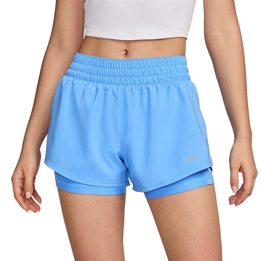 Nike Dri-Fit One Mid-Rise 3'' 2in1 Løpeshorts Dame Blå